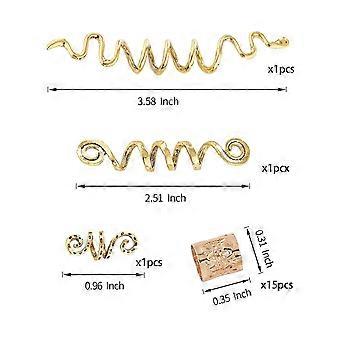 Lot de 100 Bijoux pour Dreadlocks et Tresses,Accessoires de Cheveux Dorés Réglables,Style Pirates pour Femmes - Au quotidien