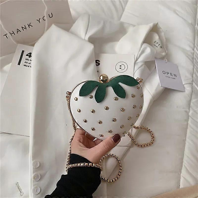 2024 Mode D'été Mignon Coeur Fraise Sac Petit Fresh Chaîne Messenger Sac Rivet Épaule des Femmes