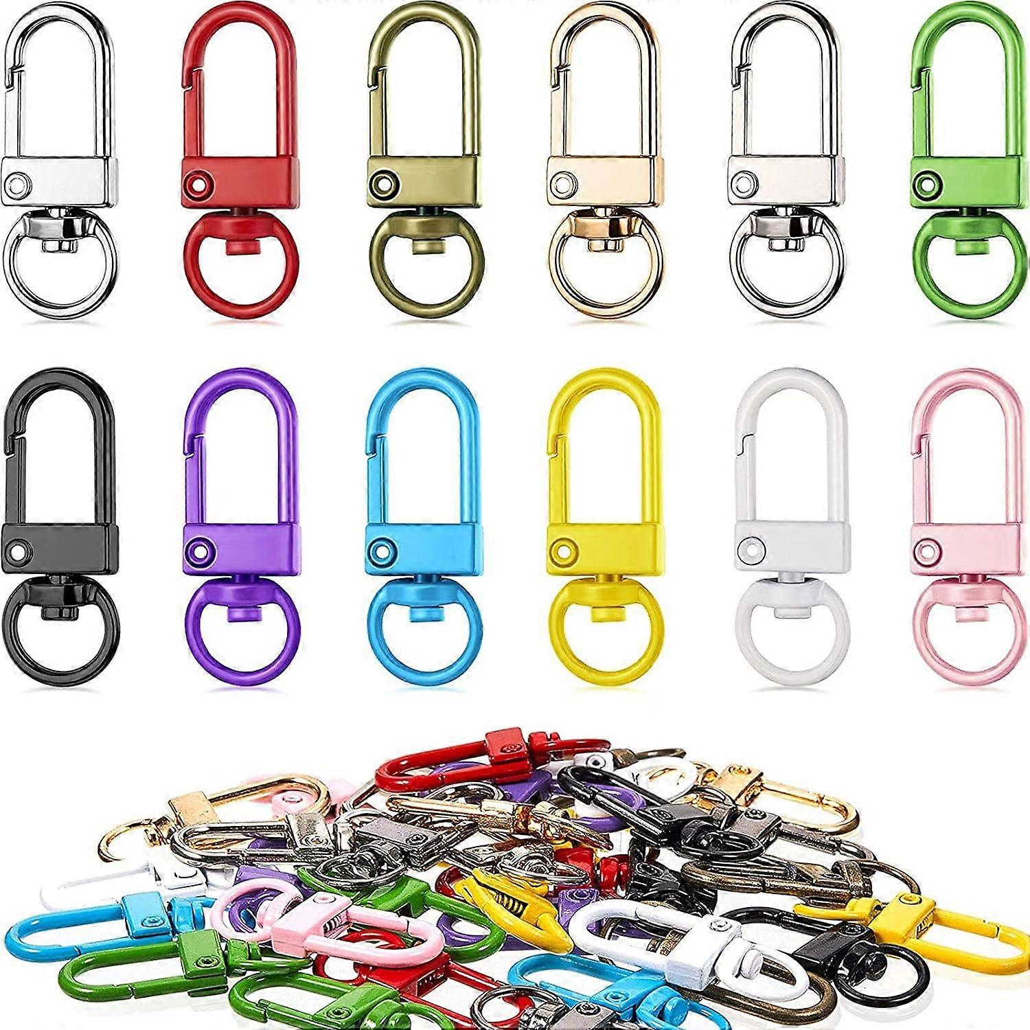 Colorful Metal Lobster Claw Clasps Swivel Lanyards Trigger Snap Hooks Strap with Key Rings DIY Accessories for Bag, 12 Colors(36 Pieces)