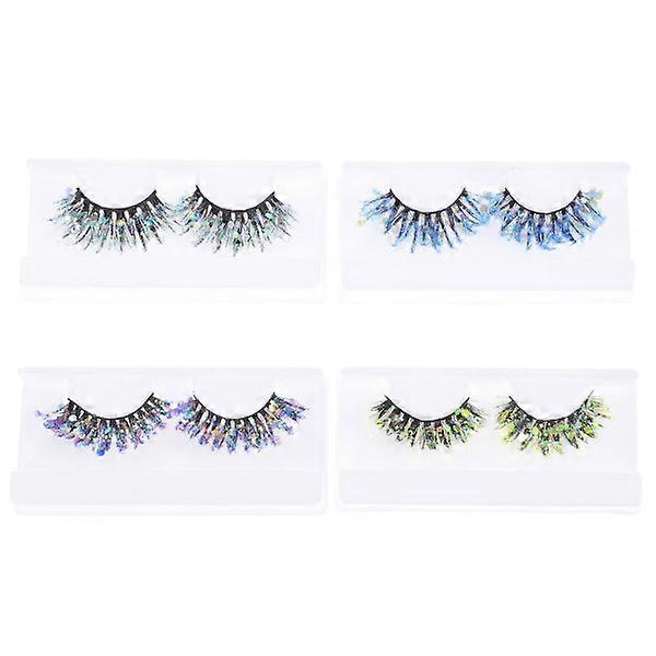 4 Pairs Glitter Eyelashes Colored False Eyelashes Makeup Eyelashes False Lash
