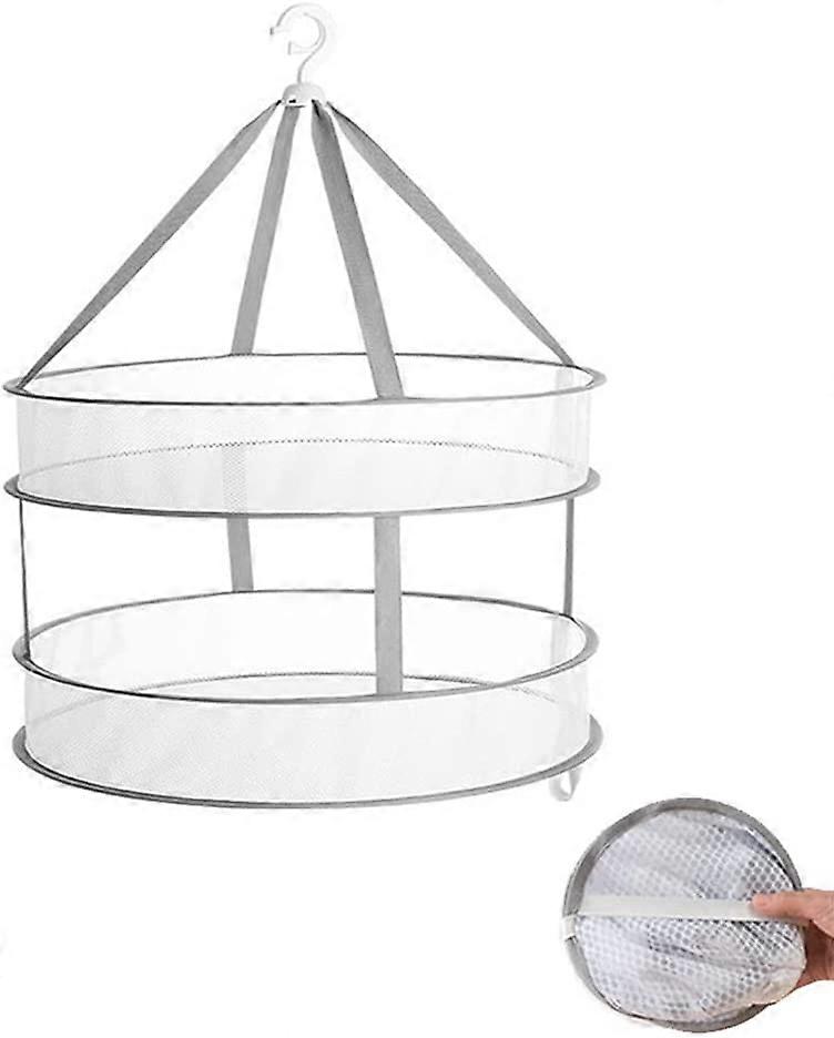 Clothes Drying Rack 2-Tier Folded 24 Inch (Grey)