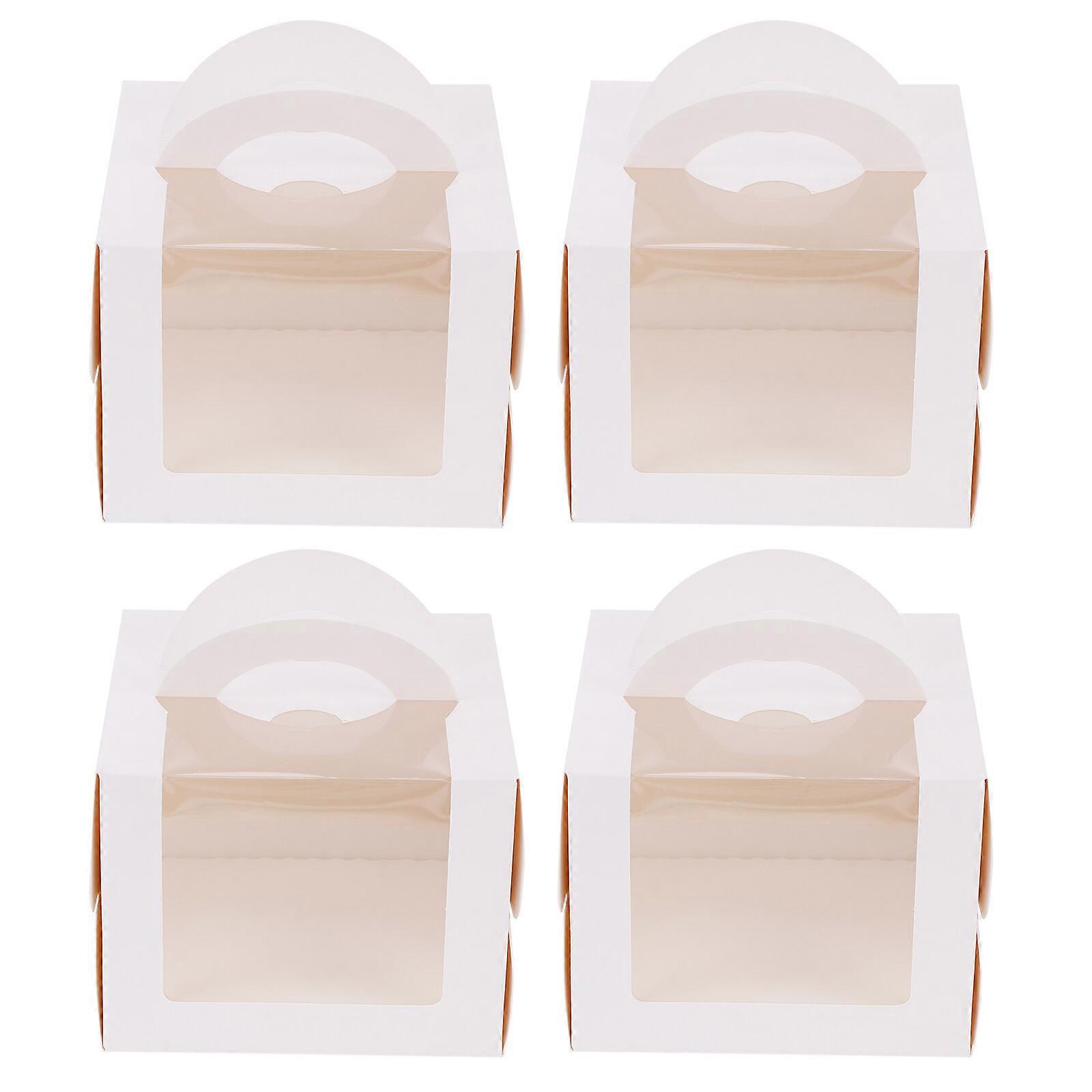 4Pcs Birthday Cake Boxes Decorative Cake Cases Dessert Packing Boxes (White)