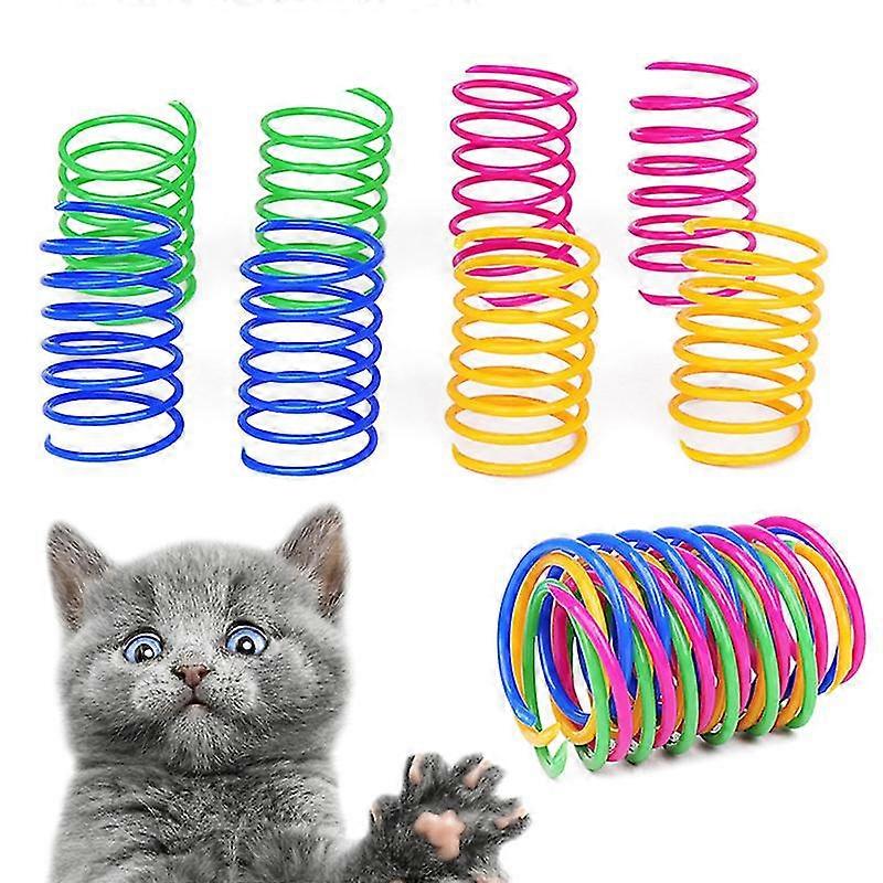 20 قطع دائم الينابيع البلاستيكية الملونة القط الحيوانات الأليفة لعبة لفائف الينابيع دوامة