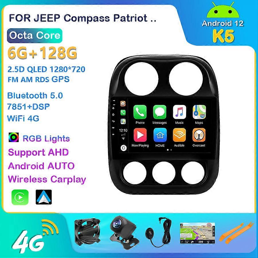 Car Radio For JEEP Compass Patriot Bluetooth 2010-2016 Stereo 2 Din Player Antenna GPS Navigation Carplay DSP OBD No CD Player