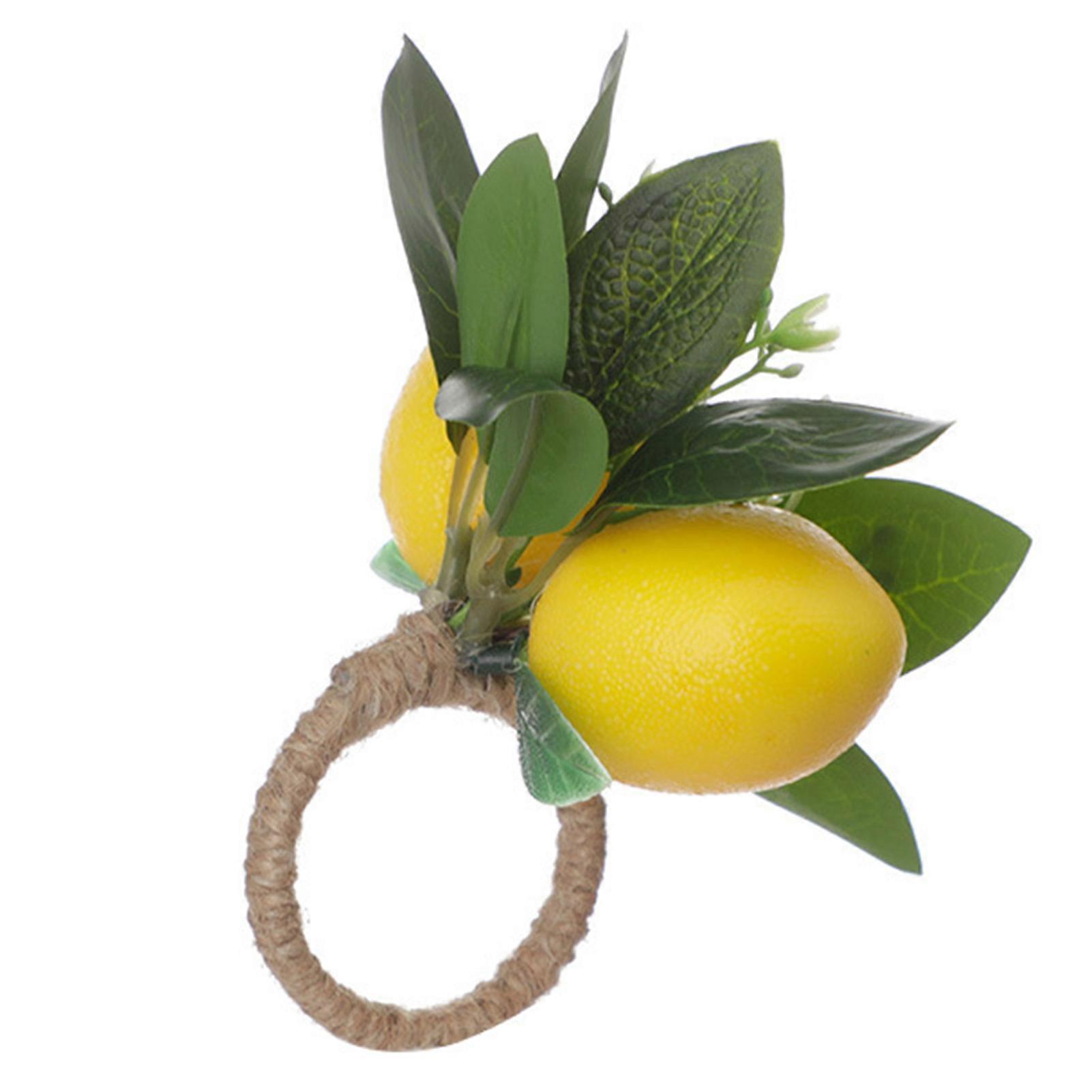 1/6 stücke Zitrone Serviettenringe Realistisch Einfach zu bedienen Bauernhaus Handgemachte Grün Serviette Ring Halter Hochzeit Party Dekoration Jikaix