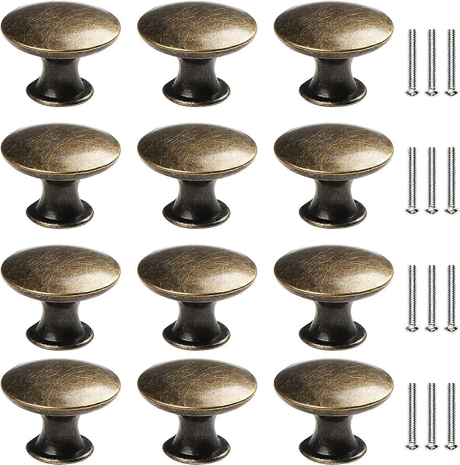 12 Pcs Round Cabinet Knobs Vintage Drawer Knobs Brass Cabinet Pulls Door Knobs for Closet Kitchen Be