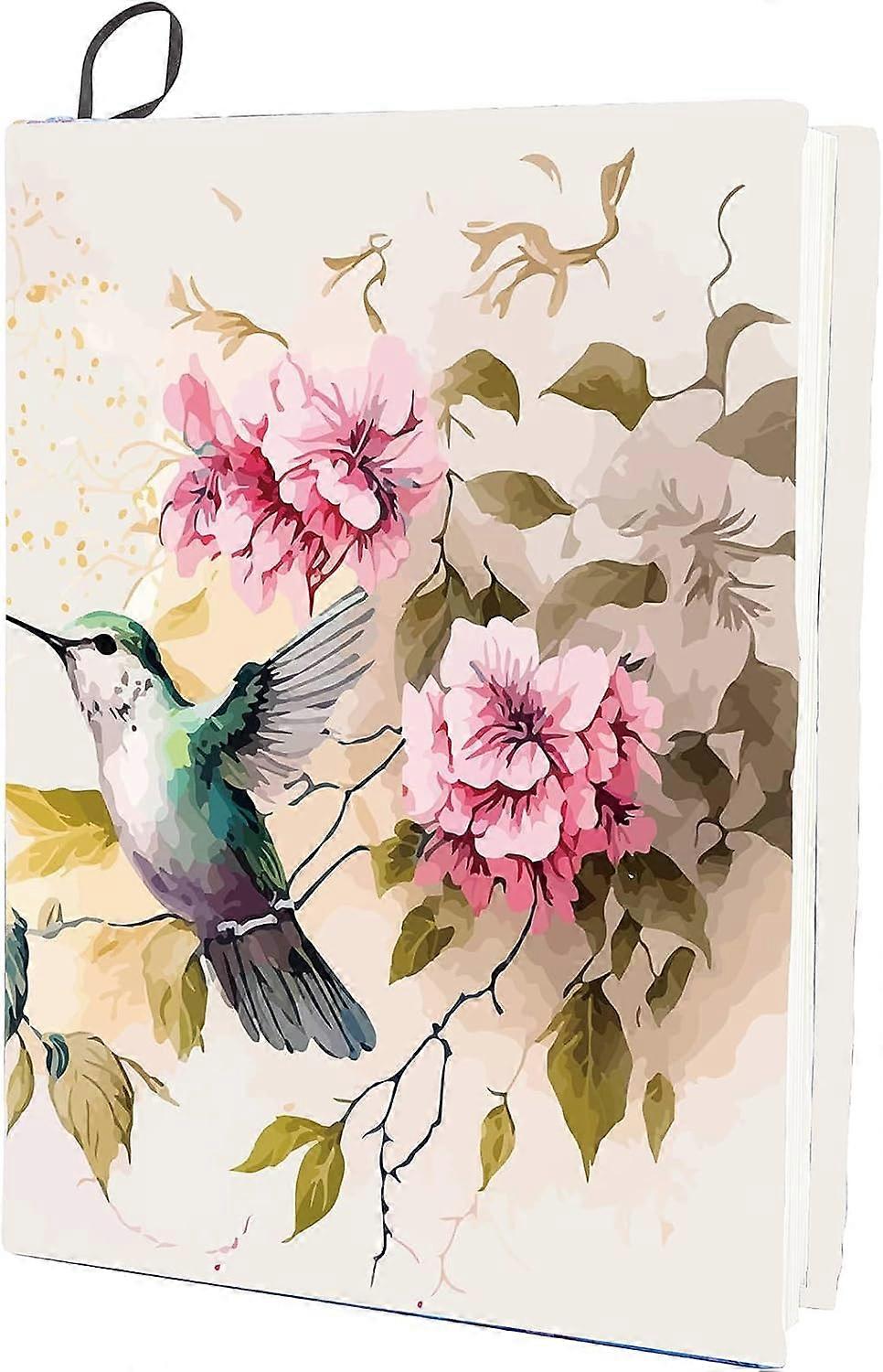 Bird Stretchable Book Cover Hummingbird Animal Flower Washable Reusable Large Nylon Book Protector 9.4x15.7 Inch Elastic Notebook Wraps Suitable for M