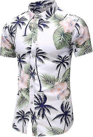 Camisa de vestir estampada hawaiana con botones para hombre