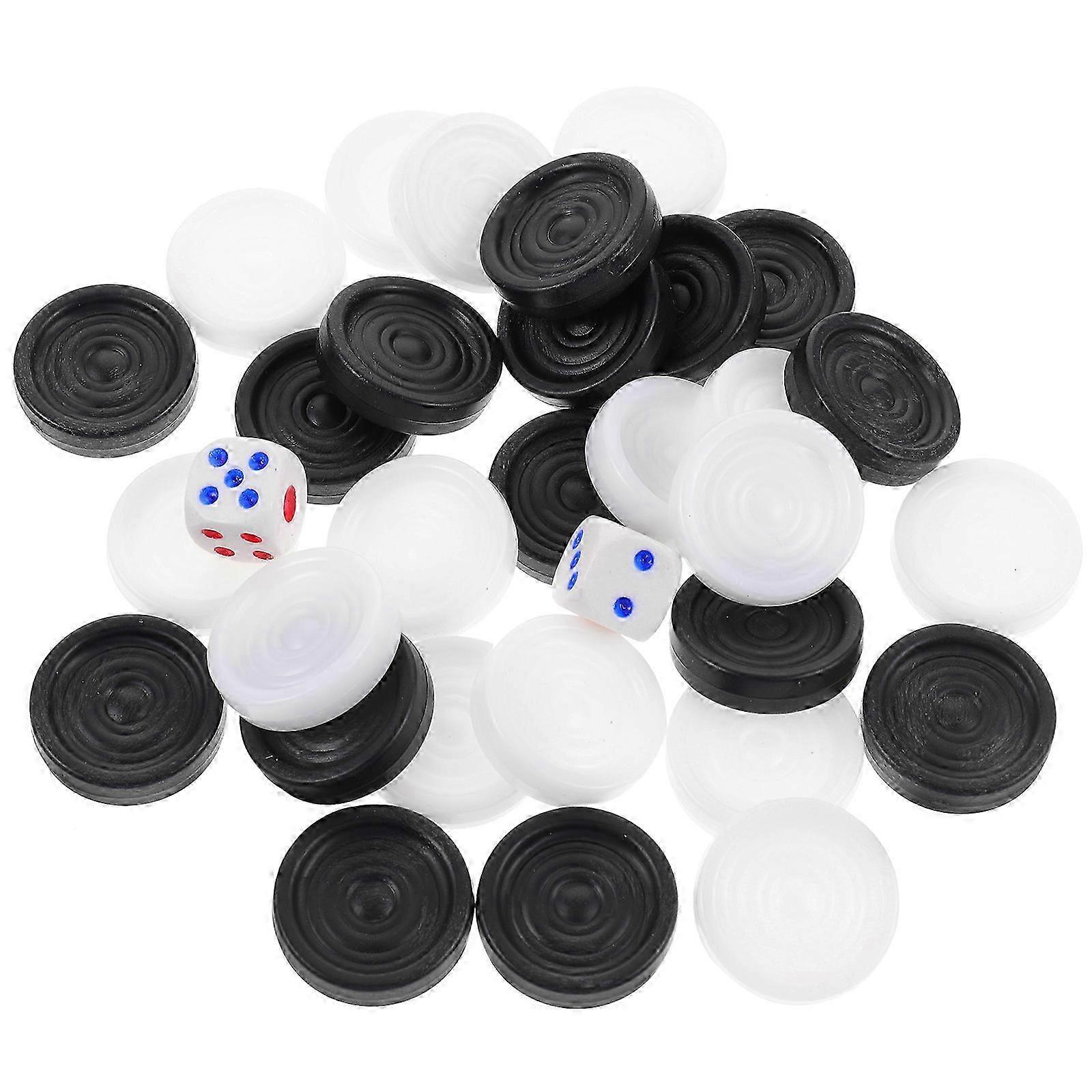 1 Set Black and White Backgammon Pieces Plastic Backgammon Replacement Pieces