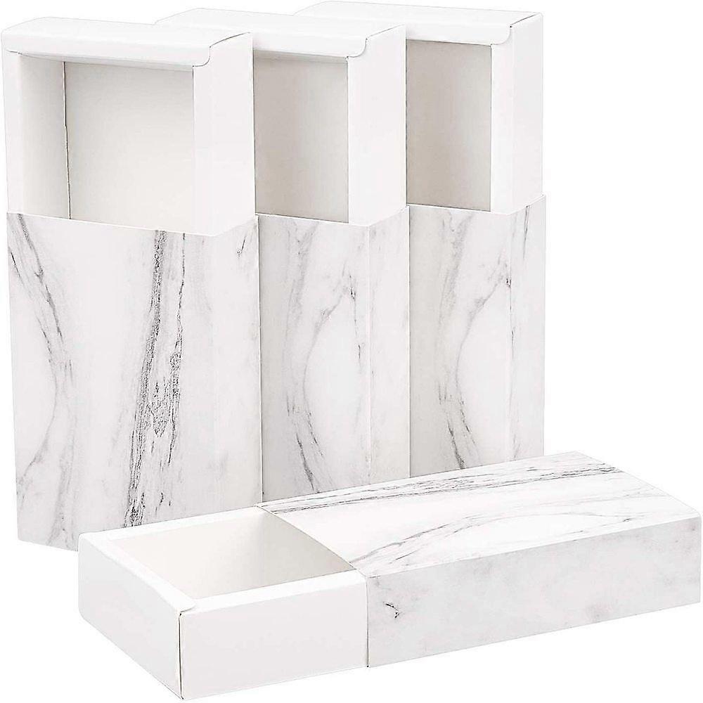 Marble Pattern Paper Drawer Boxes Gift Wrapping Boxes for Jewelry Candy Wedding Party Favors Rectangle White Box: 13.2x8.8x3.5cm Inner Size: 11.6x7.2x