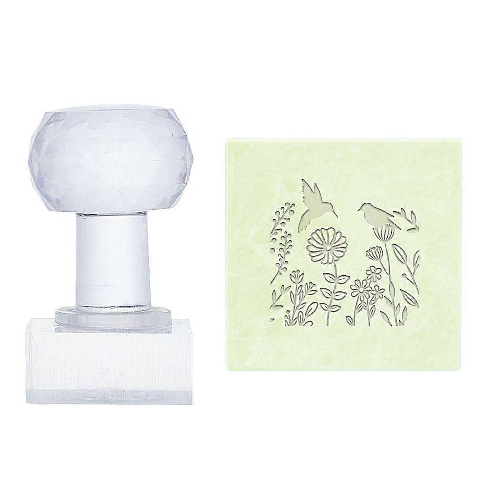 Plastic Stamps DIY Soap Molds Supplies Square Flower Pattern 31x26mm