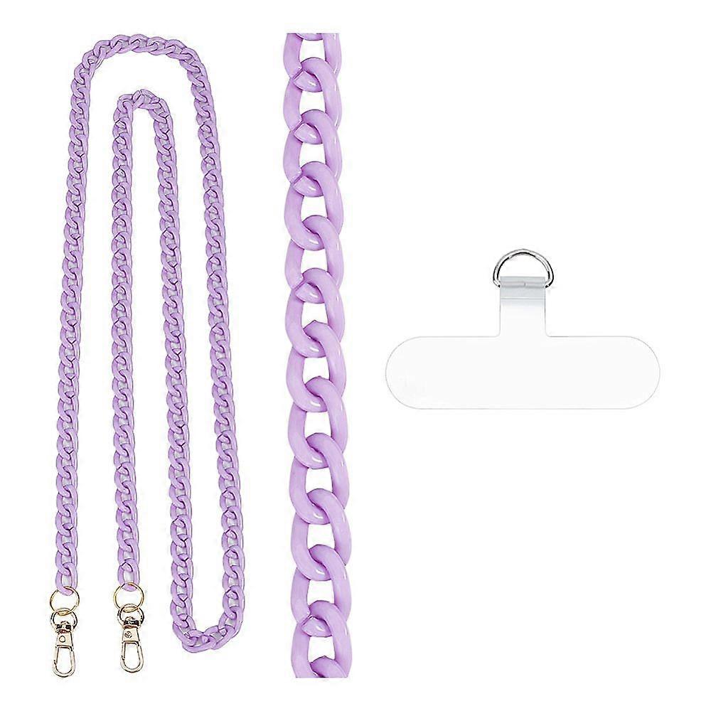 Acrylic Cell Phone Crossbody Curb Chain with TPU Mobile Phone Lanyard Patch and Alloy Swivel Clasps Plum 136cm