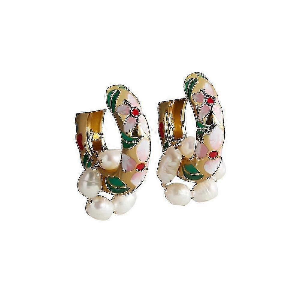Eardrops Printed Multielemented Beaded Alloy Earrings For Daily Use