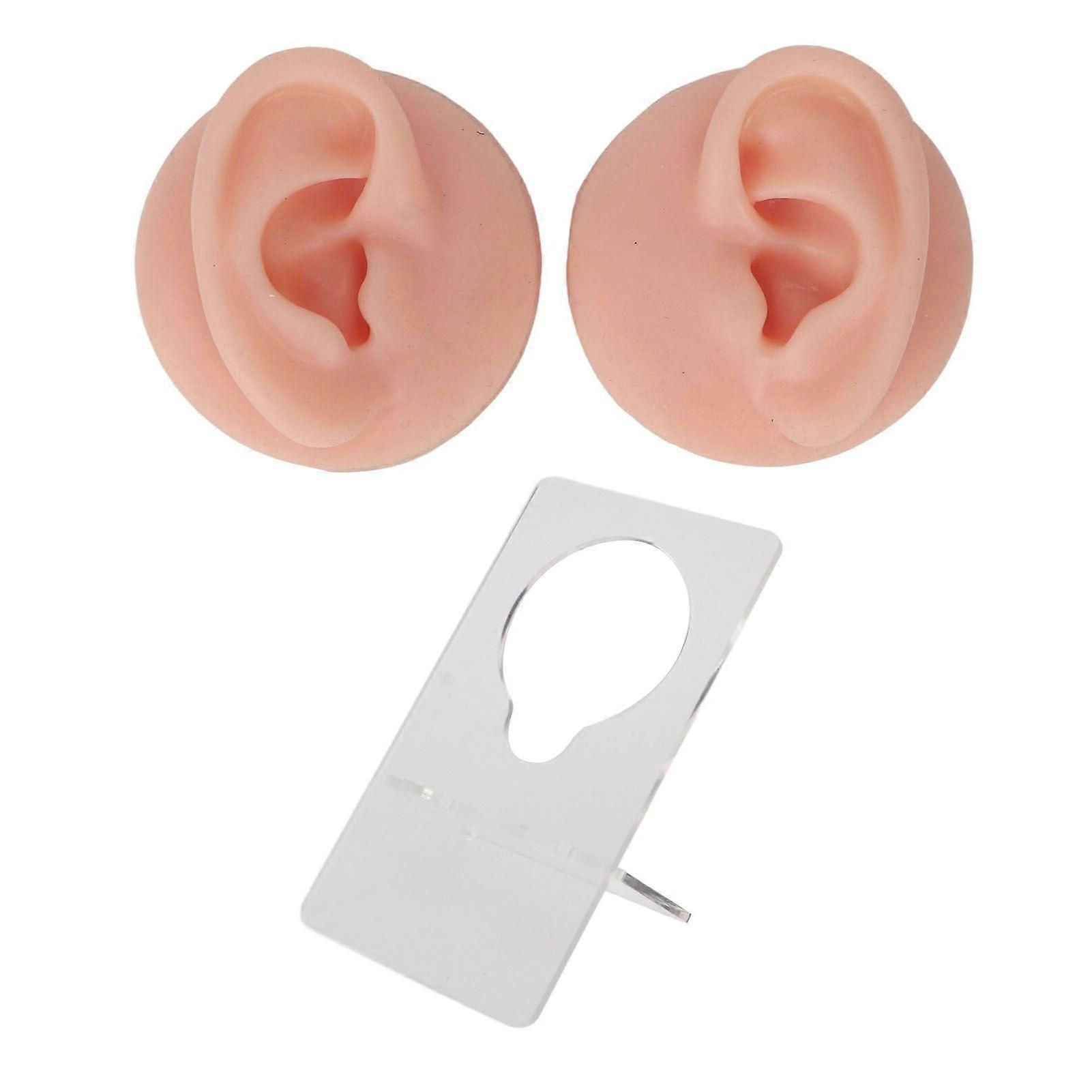 Ear Model Soft Silicone High Simulation Clear Structure Human Ear Model for Piercing Practice Light Skin Color