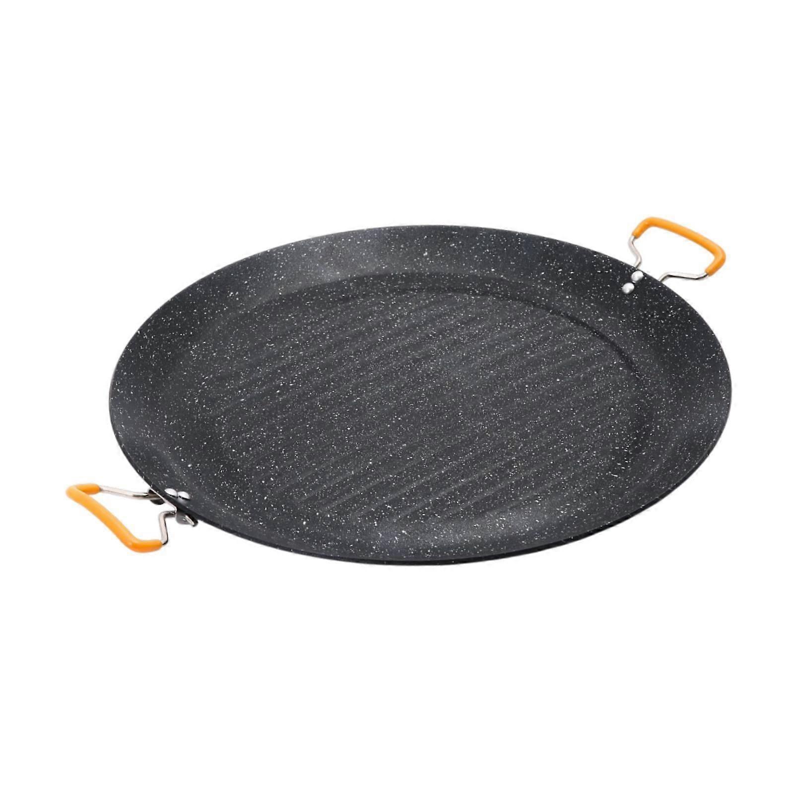 BBQ Grill Pan Circular with Handles Portable Frying Pan for BBQ Picnic Meats