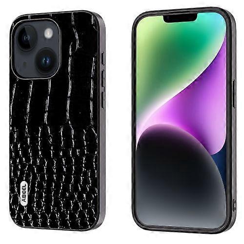 For iPhone 15 ABEEL Genuine Leather Crocodile Pattern Black Edge Phone Case