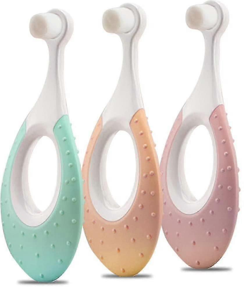 Toothbrush And Toddler ToothbrushSoft Toothbrush With Soft Floss For Babies 0-2 Years Old (3 Pcs, Green, Orange, Pink)