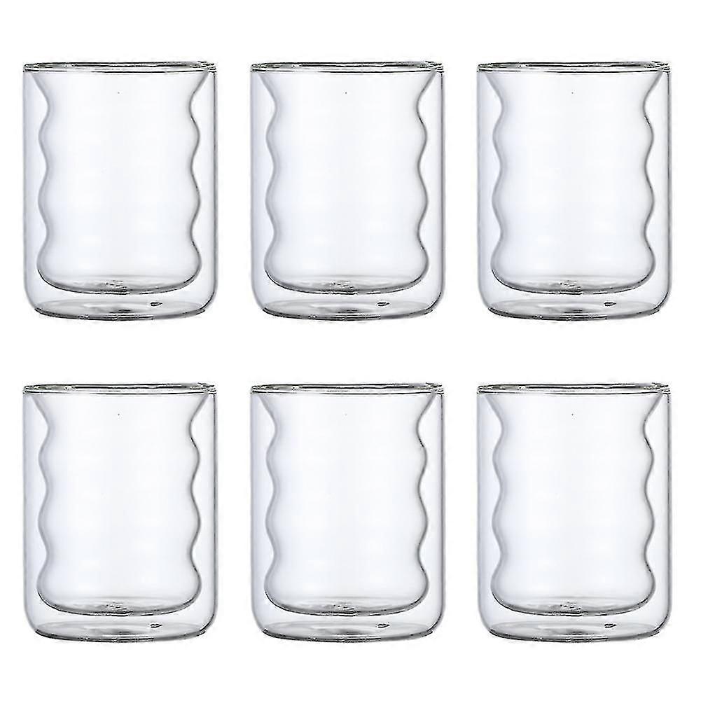 6pcs 250ml High Borosilicate Glass Cup Transparent Coffee Cup