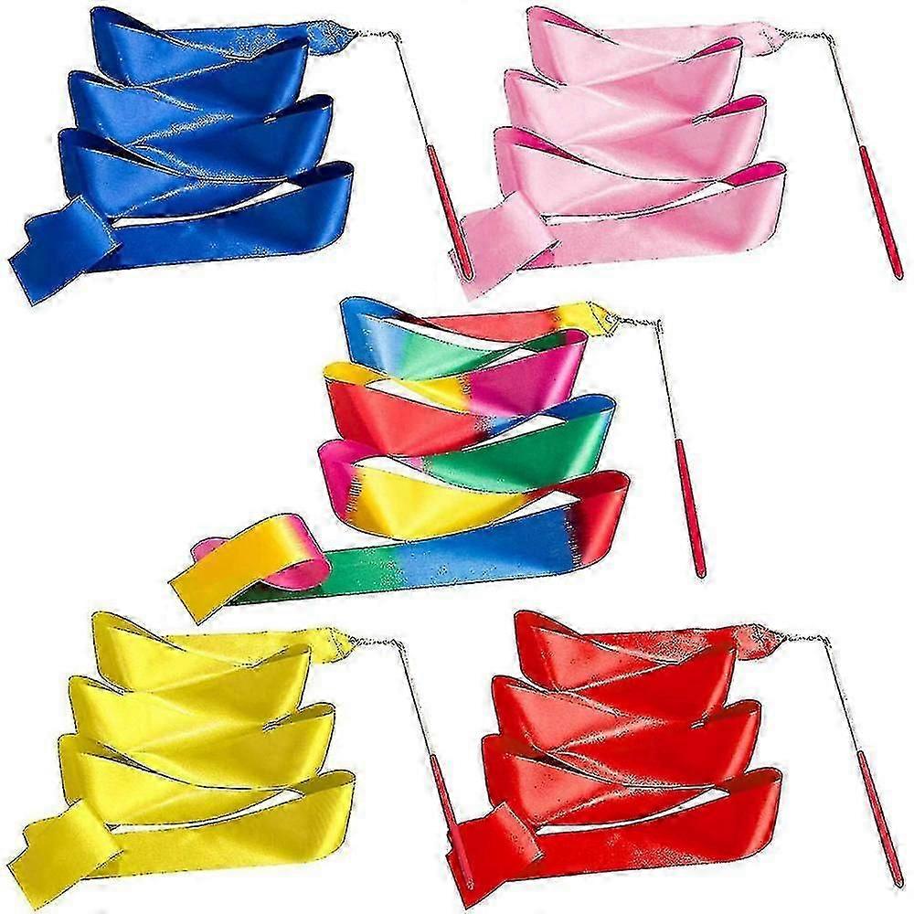 Dans linten Set, 5 stuks 2m artistieke streamer ritmische gymnastiek lint staven