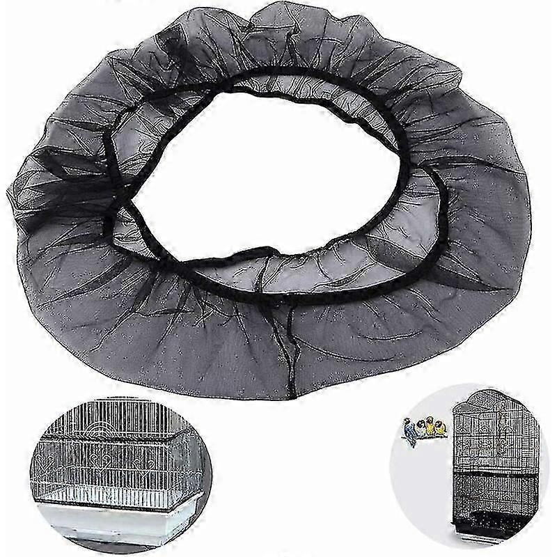 Bird Cage Covers Mesh Net Bird Cage Bird Cage Stretch-Soft Mesh Bird Cage Cover Protection Bird Cage Protective Net for Parakeets Black (Large Black)