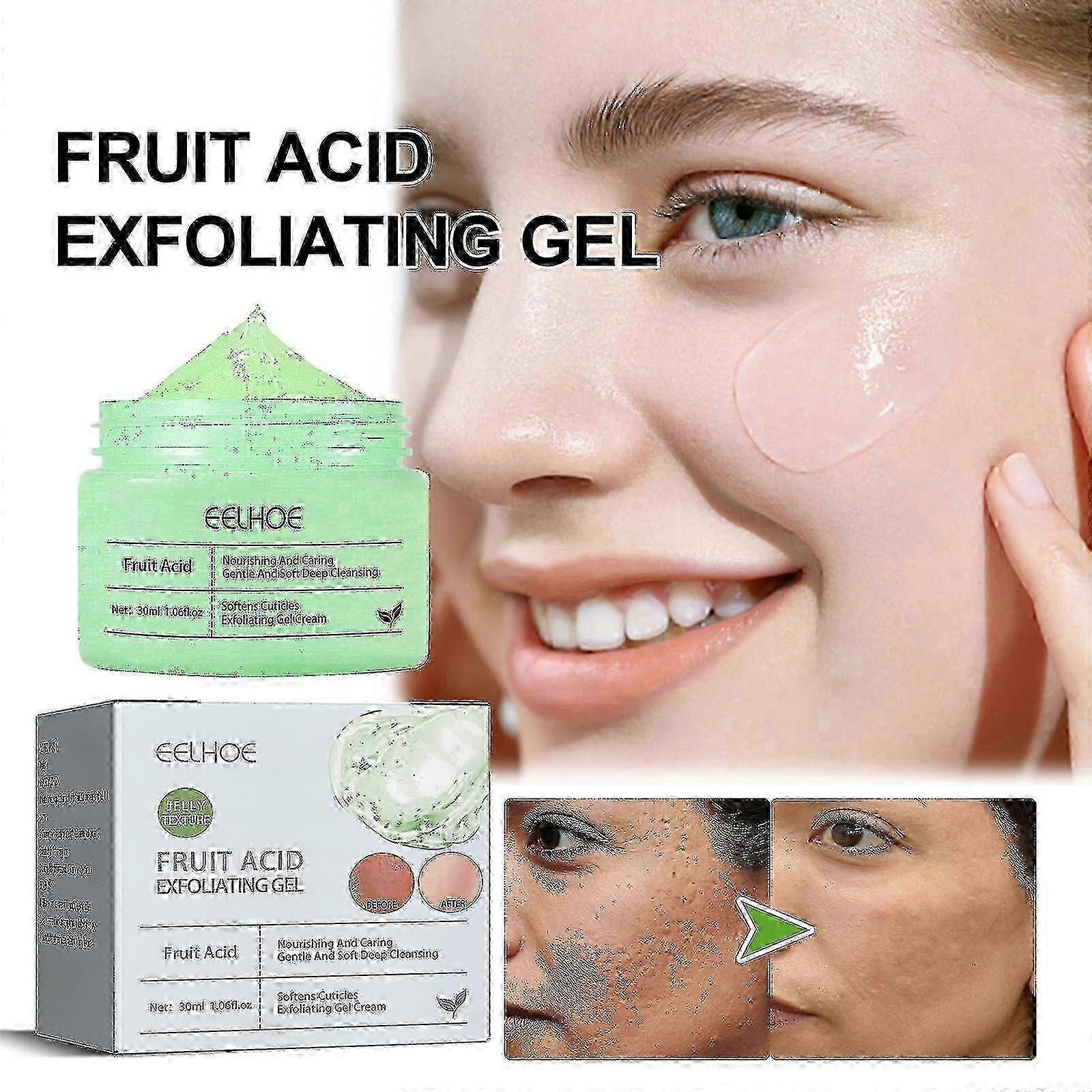1 قطعة Eelhoe الفاكهة حمض الوجه التقشير جل عميق تنظيف المسام البثرة حب الشباب تبييض البشرة جل