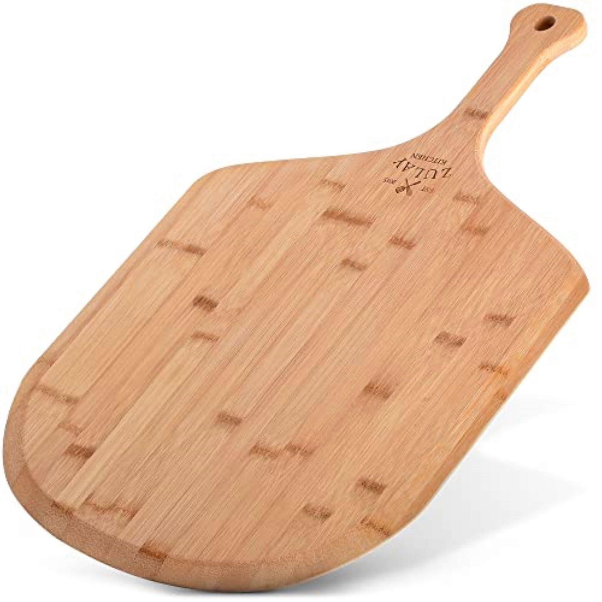 Large 15 Inch Wooden Pizza Peel - Bamboo Paddle with Extra Long Handle for Baking and Serving Pizza