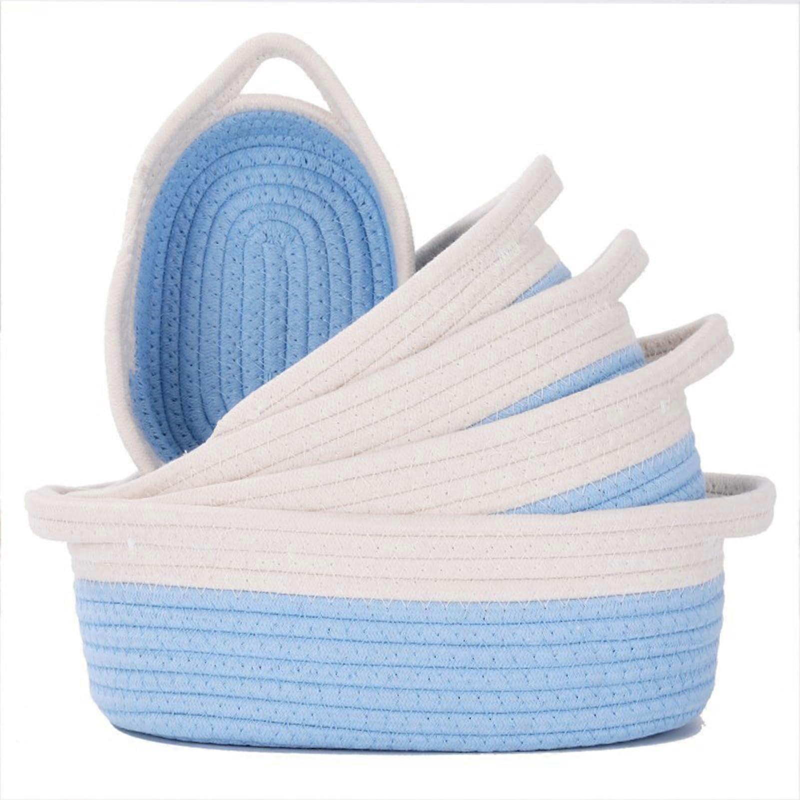Natural Cotton Rope Storage Basket Set - 5-Piece Small Baskets for Organizing Home, Nursery, and Toy Storage