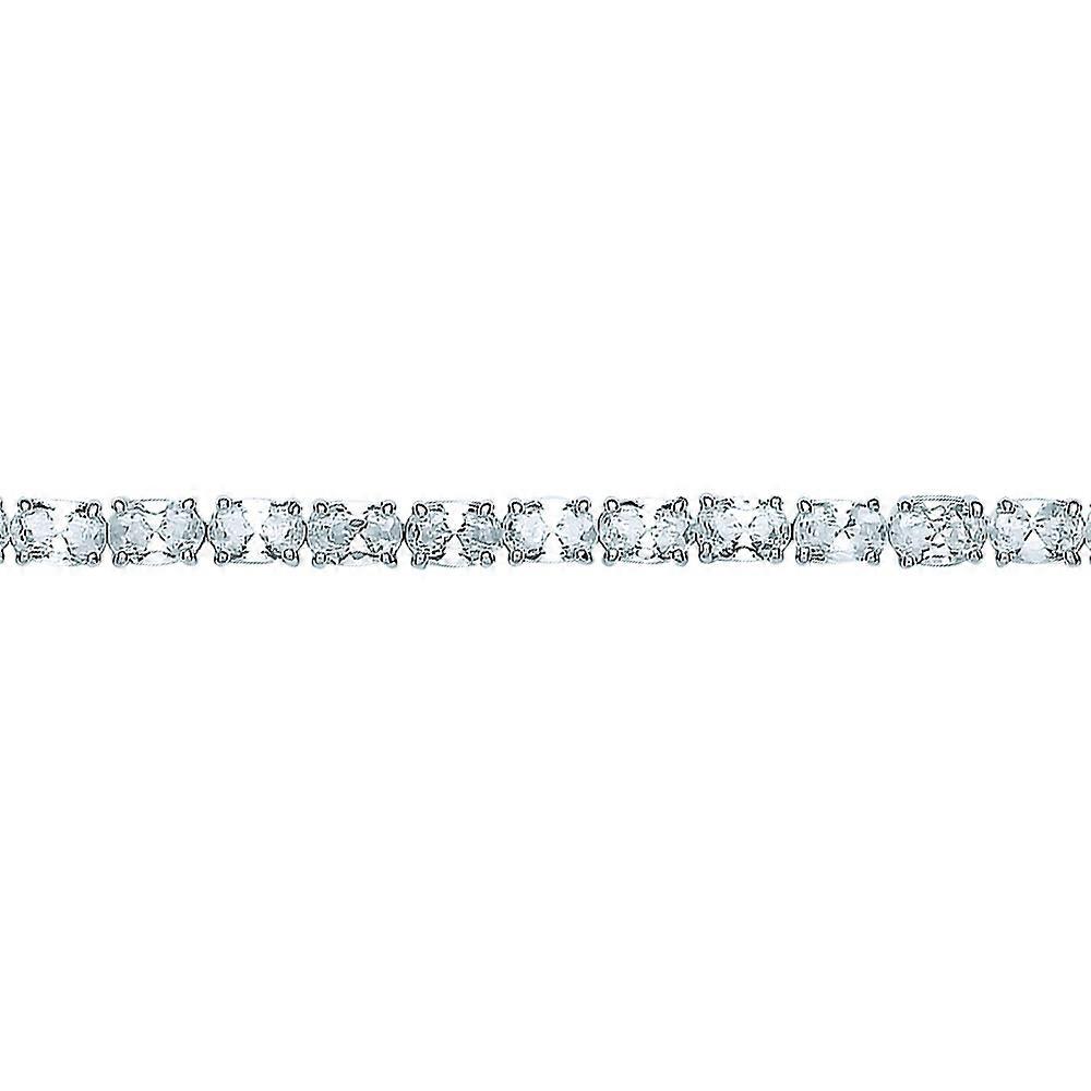 Jewelco London Ladies Sterling Silver Oval Cubic zirconia Line Tennis Bracelet 4mm