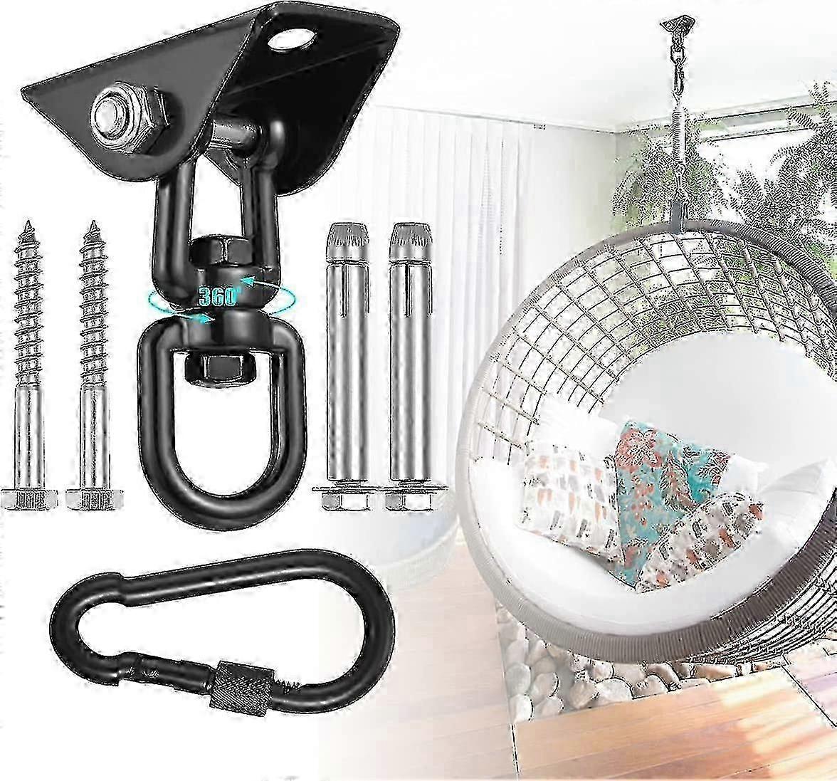 ハンモックハンギングキット、ヘビーデューティスイングハンガー、1200 Lbステンレススチール360回転ハンモックチェアハンギングキットサスペンションフックボルト付き