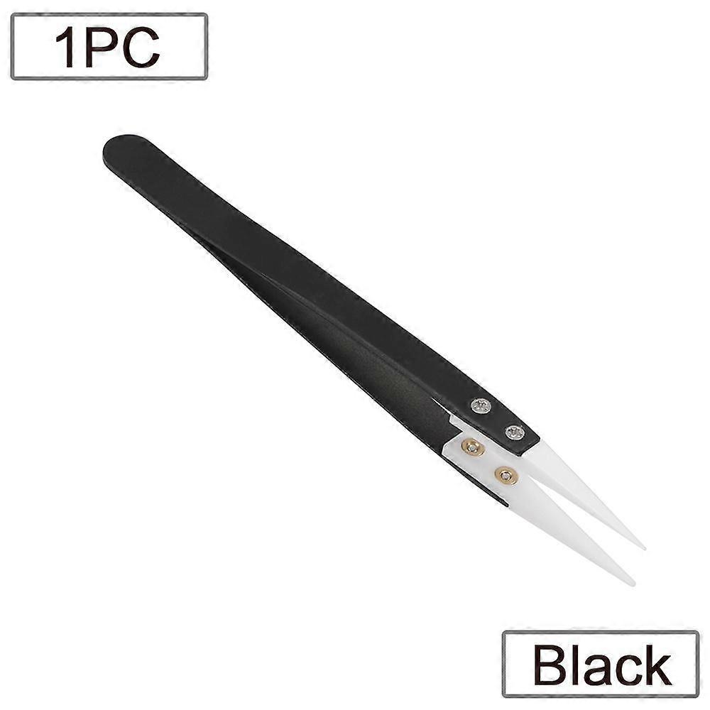Straight Tip Ceramic Tweezers for Electronic Soldering, Stainless Steel Handle Precision Tweezers Hand Tools YSL