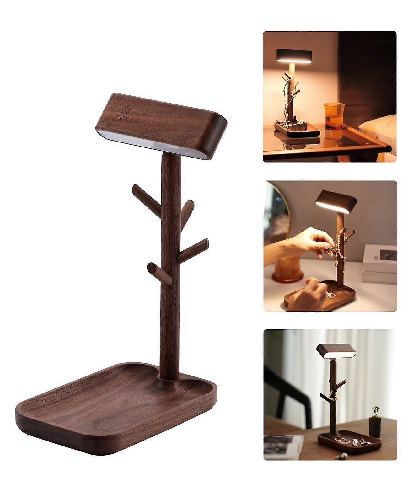 Wooden Rechargeable LED Table Lamp for Bedside and Living Room, Modern Design with Adjustable Brightness and Warm Light