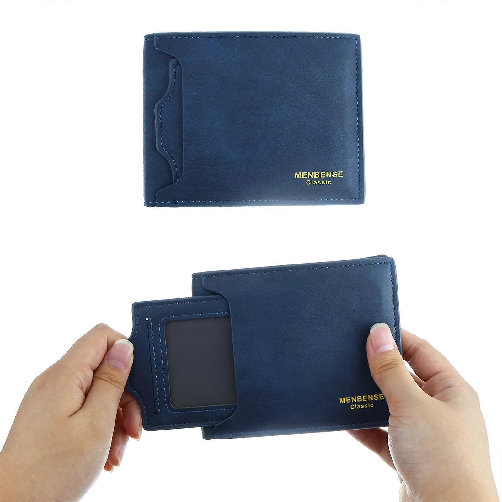 Blue Full Grain Leather Wallets for Men | Minimalist | Bi fold Wallet