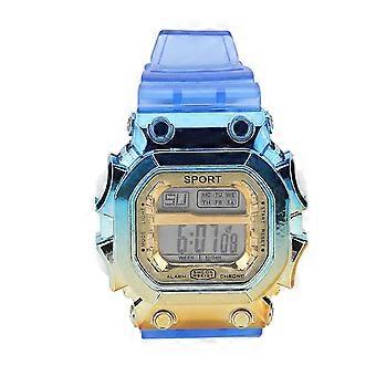 SQCLV Digitaluhr Buntes quadratisches Zifferblatt mit Farbverlauf Klares mattes Armband Tägliche wasserdichte Sportuhr für Studenten