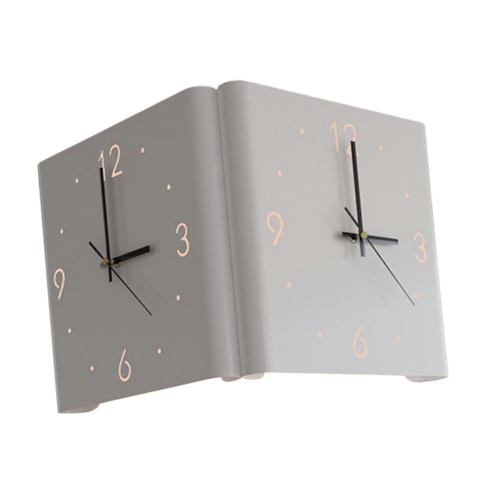 Double Sided Corner Wall Clock Hanging Clock for Office Living Room Corridor White
