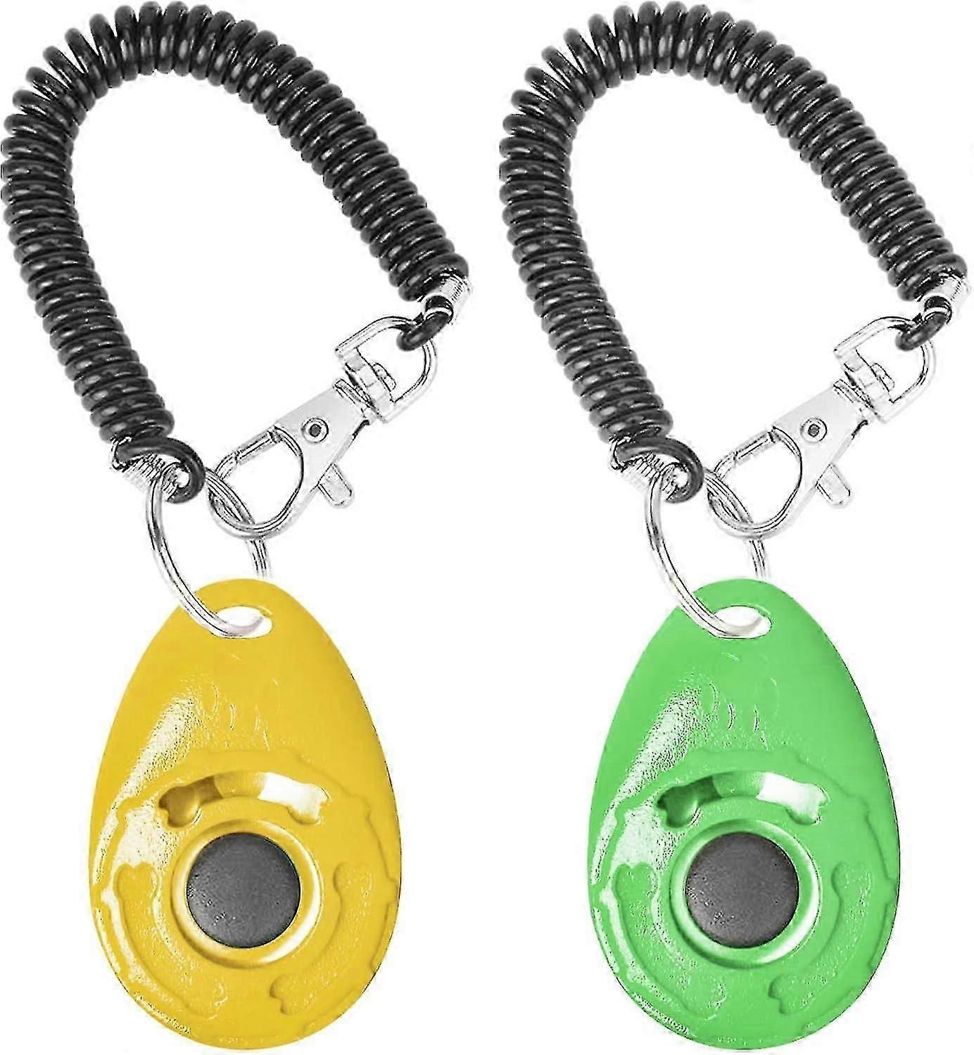 2 Pack Dog Training Clicker With Wrist Strap(yellow+green)