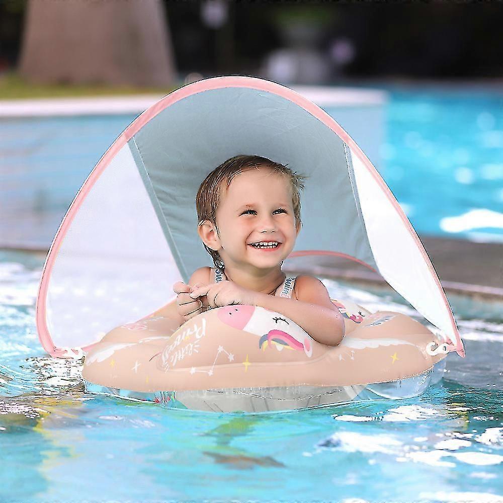 Swimbobo الطفل السباحة الدائري الكذب حلقة السباحة للأطفال حلقة الإبط حلقة واقية من الشمس الظل المهر الوردي