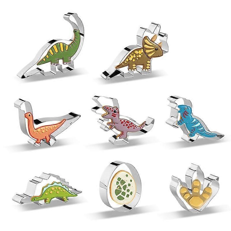 12Pcs/Set Cookie Cutters 430 Stainless Steel Biscuits Baking Mold (BPA-Free,No FDA)-Dinosaur Series