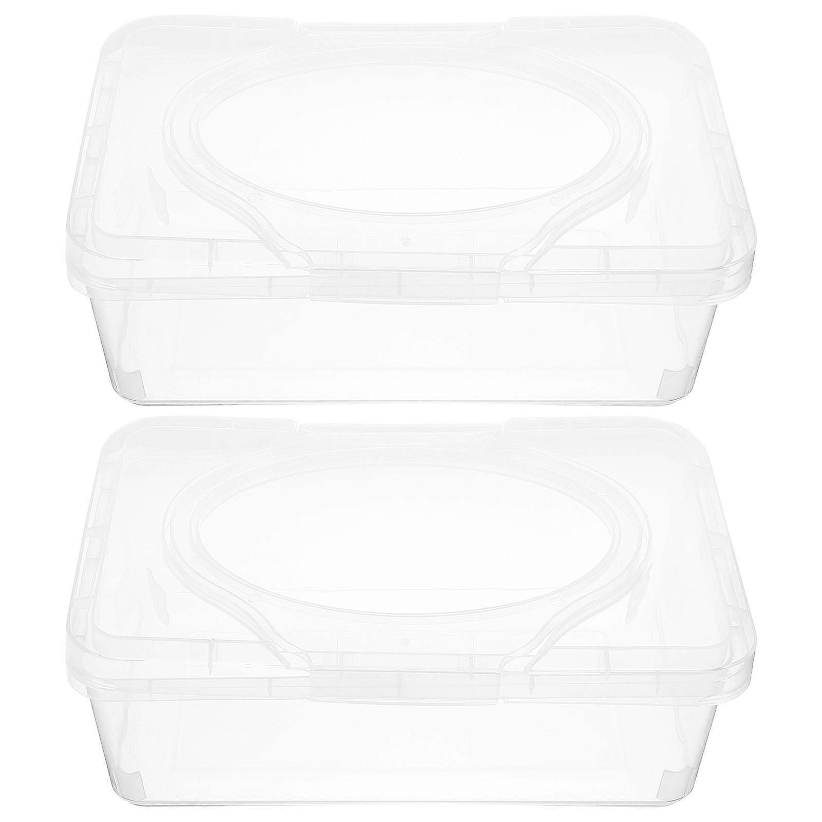 2Pcs Wipes Dispenser Case Baby Wet Wipes Box Tissue Storage Box Case Napkin Box Organizer with Lid