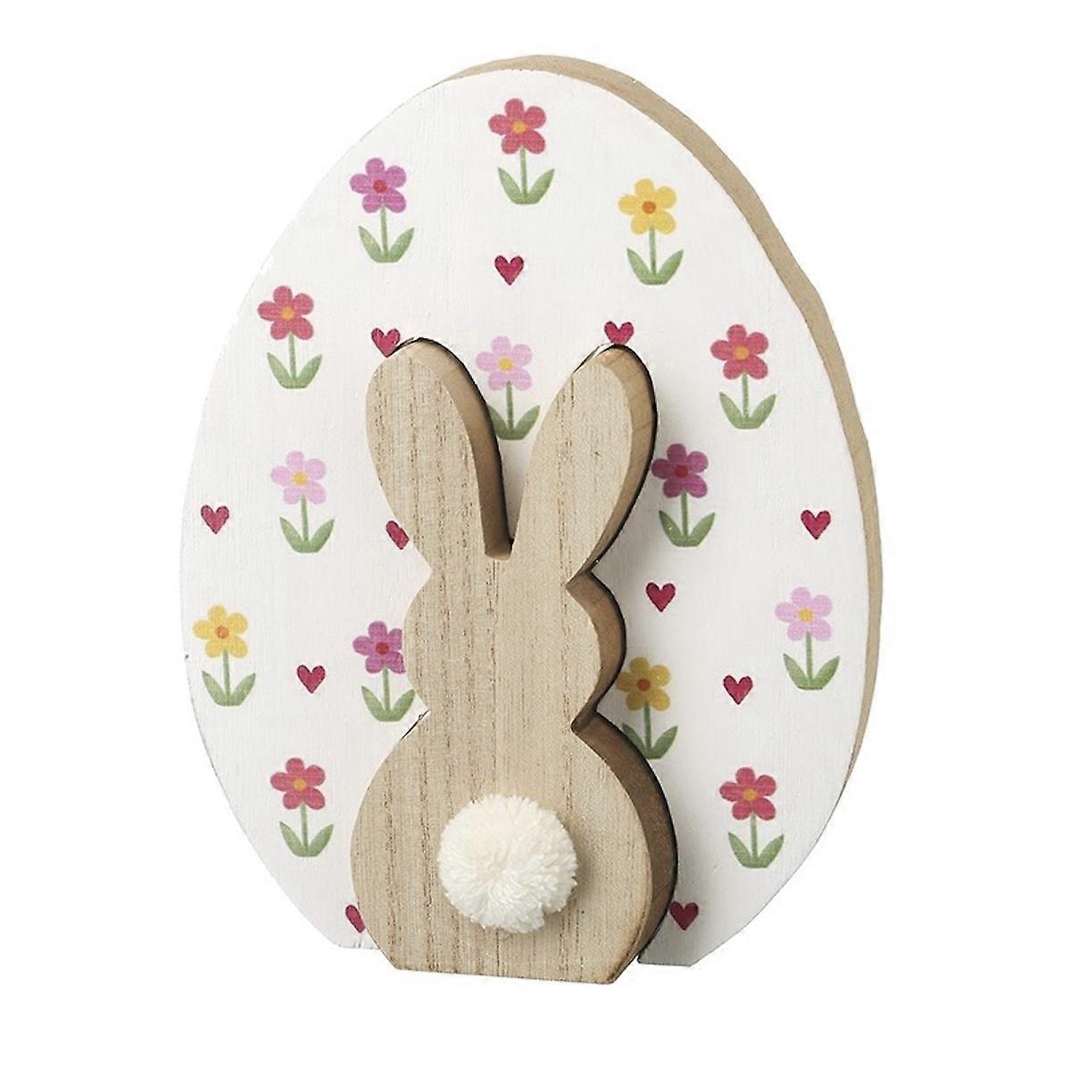 Heaven Sends Wooden Floral Cut Out Easter Bunny Decoration