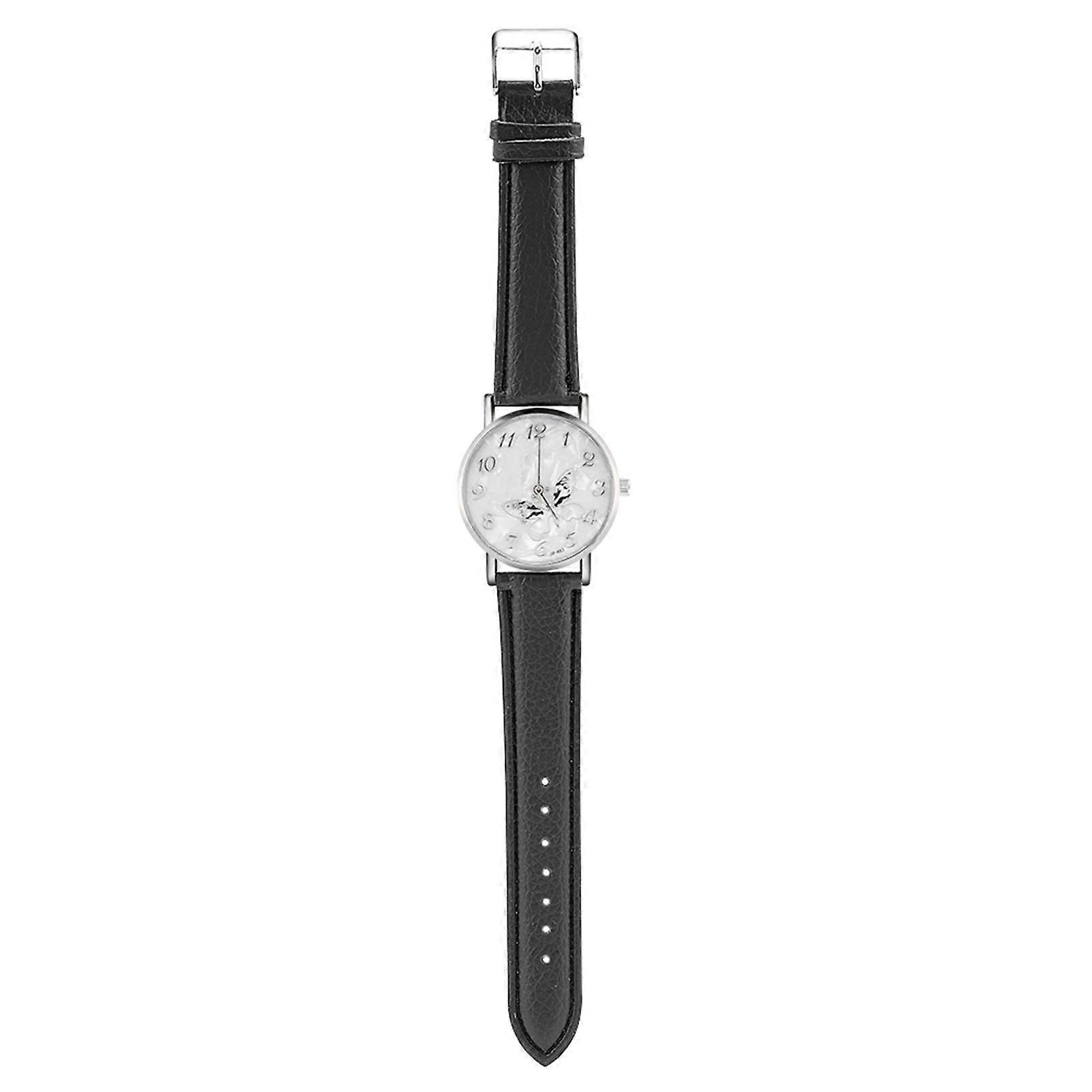 Women's Fashion Analog Quartz Watch with PU Leather Strap, Black