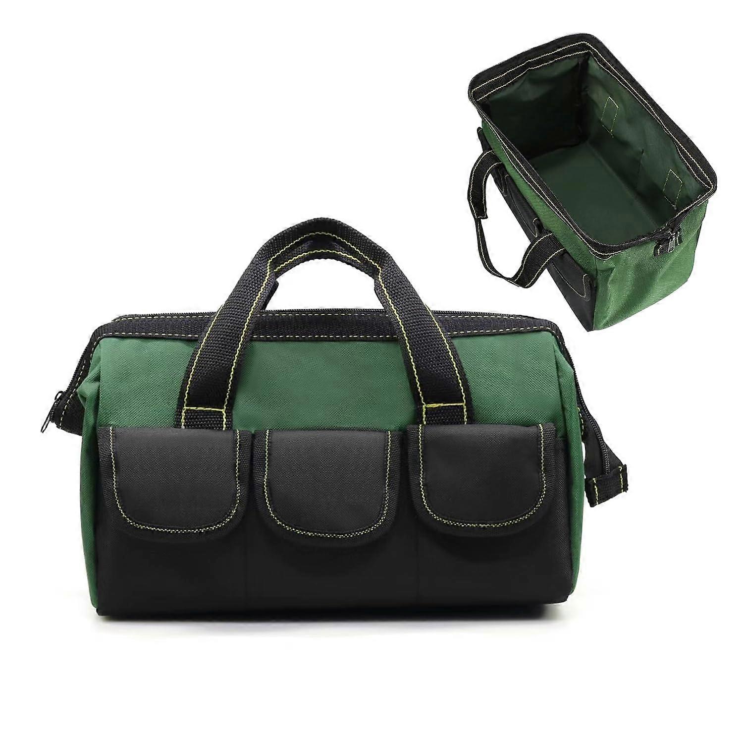 Sturdy Tool Bag for Construction Electricians 16 Inch Wide Mouth Heavy-Duty Canvas with Multiple Pockets