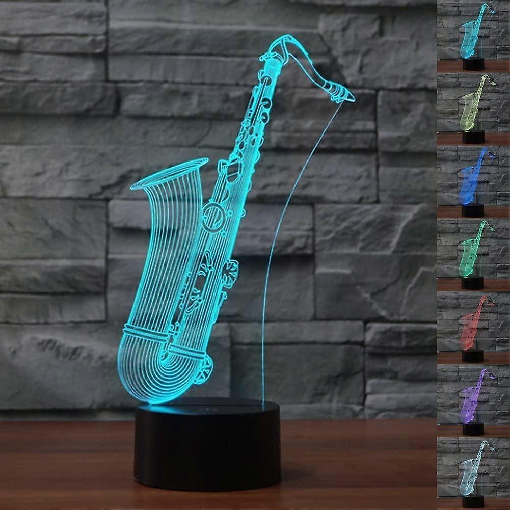 3D Saxophone Table Lamp Night Light with Optical Illusion and Color Changing LED for Home Decor