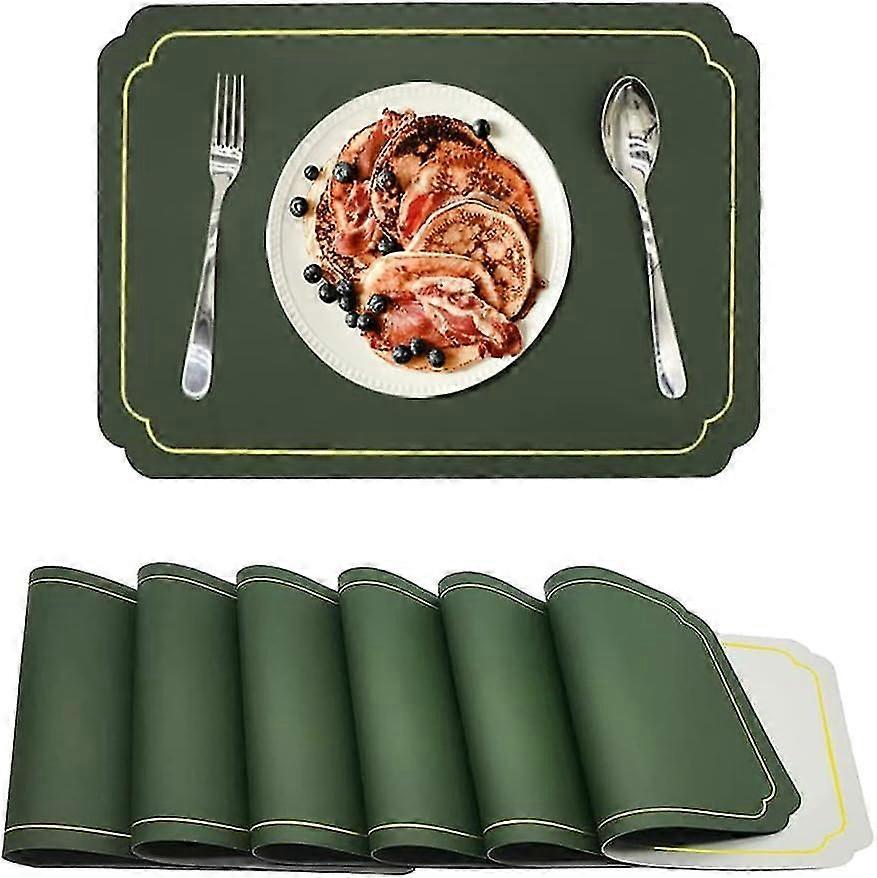 Artificial Leather Placemats Set Of 6, 2 Colors Wipeable Pu Placemats, Heat Resistant, Non-slip And Easy To Clean, Suitable For Kitchen Tables, Confer