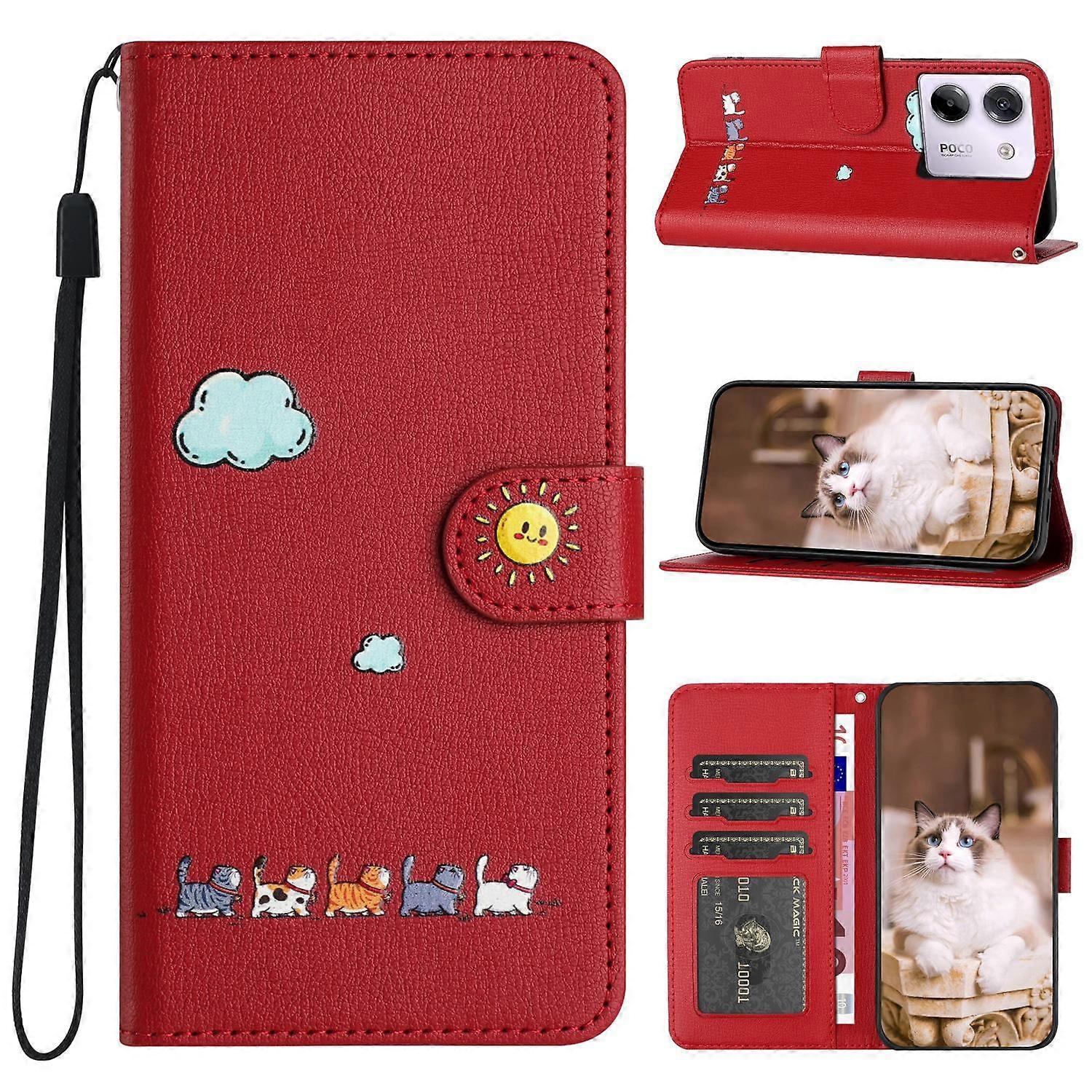 Cartoon Cats Leather Phone Case