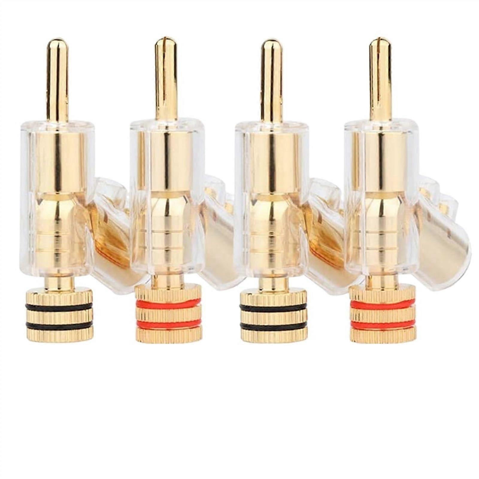 4Pcs Gold Plated Lockable Speaker Cable Banana Connector Banana Plug (Color : Gold Plated)