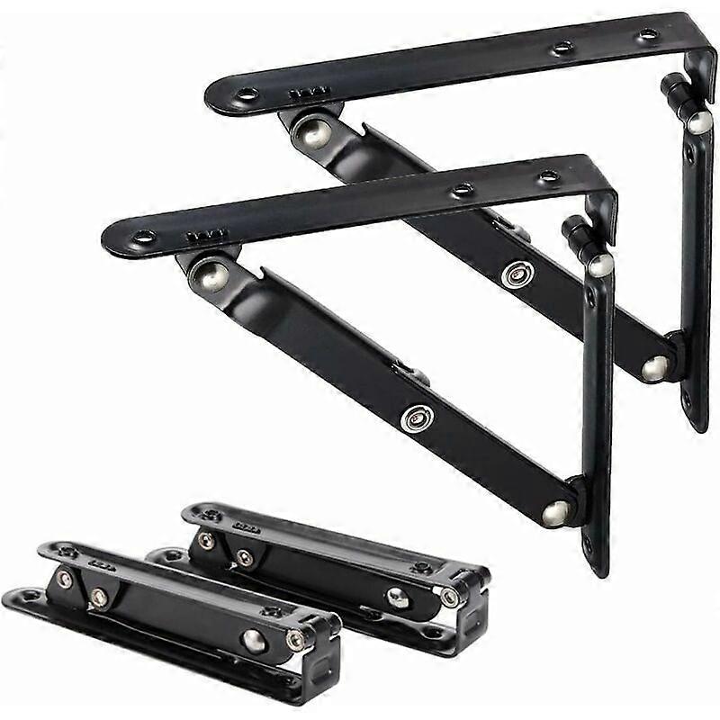 2 Folding Shelf Brackets, 150mm, Metal Wall Support for 90-Degree Angles