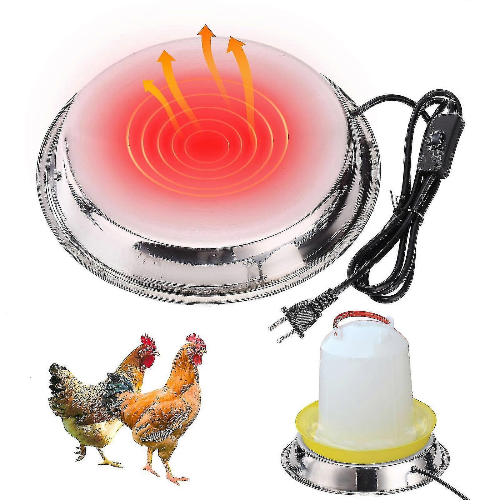 Poultry Chicken Water Heater Base Winter Heated Poultry Waterer For Chickens Coops & Pets, Eu Us Plug