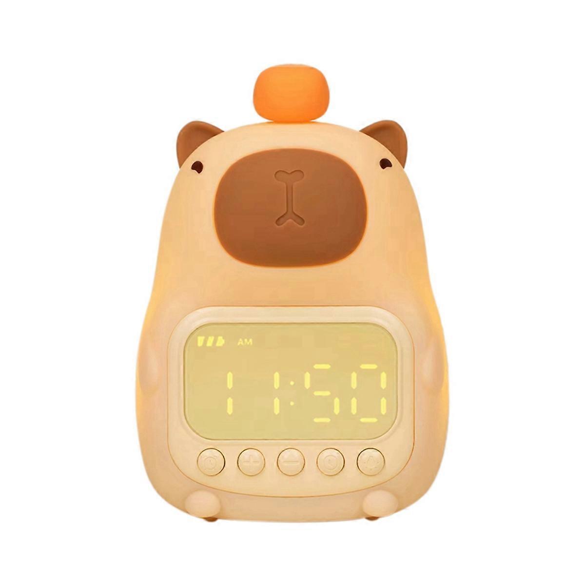 Capybara Themed Bedside LED Snooze Clock,Rechargeable Nightlight