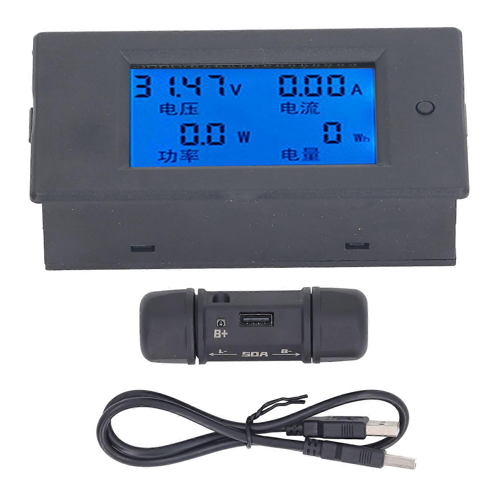 Battery Monitor 6.5‑100V 0‑50A Digital Display Capacity Voltage Current Meter with Shunt for Electric Vehicle