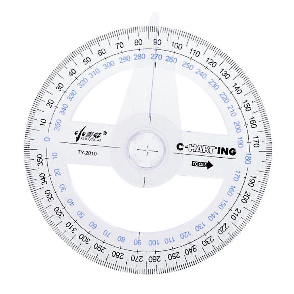 Plastic 360 Degree Protractor Ruler Angle Finder Swing Arm School Office